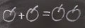 Math simple equation on chalk board. One plus One equals two