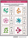 Math skills training puzzle or worksheet with visual fractions