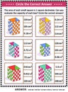 Math skills training puzzle or worksheet with box capacity evaluation