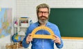 Math subject. Study mathematics. Mature bearded teacher in glasses. Education concept. Talented pedagogue. Private Royalty Free Stock Photo