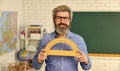 Math subject. Study mathematics. Mature bearded teacher in glasses. Education concept. Talented pedagogue. Private Royalty Free Stock Photo