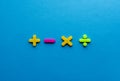 Math symbols on blue background