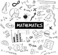 Math theory and mathematical formula and model or graph doodle