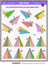 Find top view picture riddle with colorful paper planes