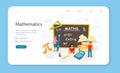 Math web banner or landing page set. Learning mathematics, geometry and algebra