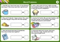 Math word problem worksheets - Sheet for exam and testing. Royalty Free Stock Photo