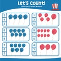 Let\'s counting together the balloons with American Independence Day theme and circle the correct number