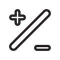 Mathematical basic signs of plus and minus with a slash icon vector sign and symbol isolated on white background, Mathematical