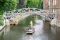 Mathematical Bridge is the popular name of a wooden footbridge in the southwest of central Cambridge, United Kingdom Royalty Free Stock Photo