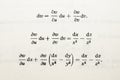 Mathematical Equations and Derivatives on a White Page Royalty Free Stock Photo
