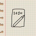 mathematical exercise on a sheet sketch icon. Element of education icon for mobile concept and web apps. Outline mathematical exer