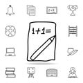 mathematical exercise on a sheet sketch icon. Element of education icon for mobile concept and web apps. Outline mathematical exer