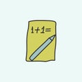 mathematical exercise on a sheet sketch icon. Element of education icon for mobile concept and web apps. Field outline mathematica