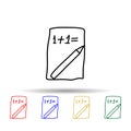 mathematical exercise on a sheet sketch multi color style icon. Simple thin line, outline vector of education icons for ui and ux