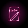 Mathematical exercise on a sheet sketch neon icon. Simple thin line, outline vector of education icons for ui and ux, website or