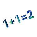Mathematical formula of watercolor. Isolated object on white background. Math class, counting. School subject. Hand-drawn