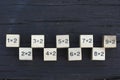 Mathematical formula 1x2 cube in wooden background Royalty Free Stock Photo