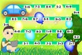 Mathematical game with boy and car. Educational games for kids