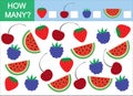 Mathematical game for children. Count how many berries. Vector Royalty Free Stock Photo