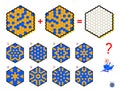 Mathematical logic puzzle game for children and adults. What sign should be in empty hexagon? Draw him.