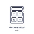mathematical operations icon from technology outline collection. Thin line mathematical operations icon isolated on white