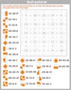 Mathematical patterns. Worksheet. Solve examples. Find the result of each of them on one of the cells of the field