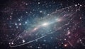 mathematical and physical formulas against the background of a galaxy