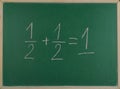 Mathematical representation addition of two fractions Royalty Free Stock Photo