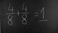 Mathematical representation addition of two fractions Royalty Free Stock Photo