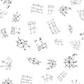 Mathematical, scientific formulas and expressions. Educational, vector seamless pattern. hand-drawn white background. Royalty Free Stock Photo