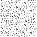Mathematical sign doodles on school squared paper, seamless pattern Royalty Free Stock Photo