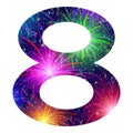 Number of colorful firework, eight