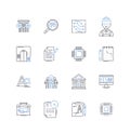 Mathematical software line icons collection. Algorithm, Computation, Graph, Matrix, Vector, Derivative, Integration Royalty Free Stock Photo