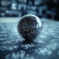 Mathematical Sphere on Black Background with Calculations and Formulas Royalty Free Stock Photo