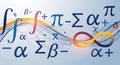 Mathematical symbols such as integrals summations pi infinity and Greek Royalty Free Stock Photo