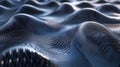 Mathematical wave interference patterns translated into physical texture rendered in metallic silver with holographic color shifts