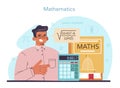 Mathematician concept. Mathematician use scientific formulas and diagrams