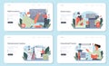 Mathematician web banner or landing page set. Mathematician seek