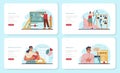Mathematician web banner or landing page set. Mathematician use