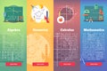 Mathematics banners. Flat vector education concept of math, algebra, calculus. Royalty Free Stock Photo