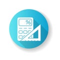 Mathematics blue flat design long shadow glyph icon Royalty Free Stock Photo