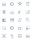 Mathematics calculus linear icons set. derivative, integral, limit, function, coordinate, curve, tangent line vector and Royalty Free Stock Photo