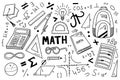 Mathematics Doodle. Hand drawn vector school set Royalty Free Stock Photo