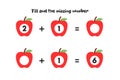 Mathematics game with apples for children,