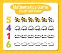 Mathematics game count and color worksheet for student