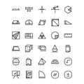 Mathematics icon set design part 2. Perfect for application, web, logo, game and presentation template. icon set design line style Royalty Free Stock Photo