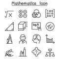 Mathematics icon set in thin line style Royalty Free Stock Photo