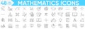 Mathematics icons set.geometry, calculator, statistics, angle, calculation and more.Vector and illustrator set Royalty Free Stock Photo