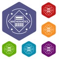 Mathematics icons vector hexahedron