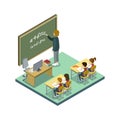 Mathematics lesson at school isometric icon